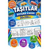 Taşıt Temalı Dev Boyama Rulosu 2,5 Metre Eğlenceli ve Eğitici Aktiviteler İçin Kaliteli Kağıt
