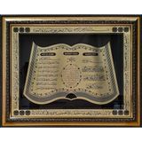 TAŞKENTLİ Nazar Ayeti Bereket Duası Ayet-El Kürsi Dekoratif Hediyelik Camlı Çerçeveli Islami Dini Ayetli Tablo Altın-Siyah - 40 X 50