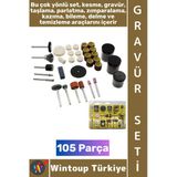 #Taşlamaseti Matkap Dramel Makine Uyumlu Ahşap Metal Cam Kalıpçı Taşlama Zımparalama Polisaj Fırçalama 105 Parça Gravür