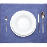 Taşlanmış Indigo Denim Pamuk Amerikan Servisi- 2'li Set - Mavi - 45 x 40 cm
