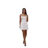 Taşlı Beyaz Gece Elbisesi, Uzun, Mini Etek (Ay Işığı)