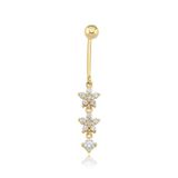 Taşlı Çiçekli Altın Göbek Piercing