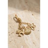 Taşlı Çiçekli Bikini Charm Gold