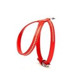 Taşlı Deri Köpek Göğüs Tasması 1,2 x 25-35 cm Kırmızı
