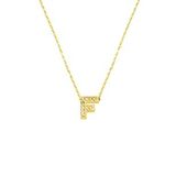 Taşlı F Harfli Minimal Altın Harf Kolye