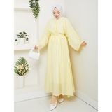 Taşlı Ikili Tesettür Takım - Sarı - L - XL