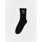 Taşlı Kadın Soket Çorap (W5) - Standart - Black