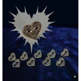 Taşlı Kalpli Düğme 24 Boy (15.2Mm) 10 Adet