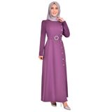 taşlı krep abiye uzun tesettür abiye elbise 2398 (Lila, 46)