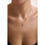 Taşlı N Harf Kilitli Charm Kolye