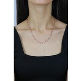 Taşlı Pullu Rose Gümüş Choker Kolye 7273