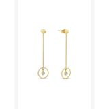 Taşlı Sarkıntılı Modern Altın Küpe