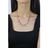 Taşlı ve Pullu Üçlü Tasarım Rose Gümüş Kolye 7277