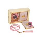 Taşlı Zikirmatik - Mini Kadife Yasin - İnci Tesbihli Hediyelik Set - Pembe Renk