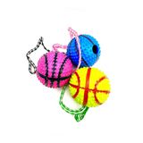 Tasma Market Basketbol Topu Modelli Zilli İpli Köpek Eğitim Topu Oyuncağı Seti Mavi-Yeşil-Mor