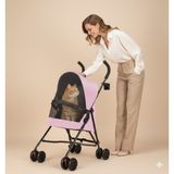 Tasma Market Pratik Katlanabilir Kedi Köpek Taşıma Arabası - Ultra Hafif 3.8 kg - Oxford Kumaş Pembe