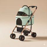 Tasma Market Rose Gold Lüks Kedi Köpek Arabası - Ayrılabilir Üniteli Premium Puset Yeşil 96X70X48