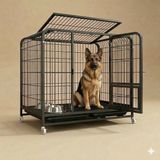 Tasma Market Tekerlekli Metal Köpek Kulübesi ve Taşıma Kafesi 125x92x106 cm – Büyük Irklar İçin Sağlam Metal Yapı