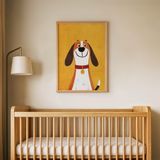 Tasmalı Sevimli Köpek Çocuk Odası Duvar Posteri Çerçeveli Tablo Duvar Dekorasyonu - 30 x 40 - Ahşap Çerçeveli