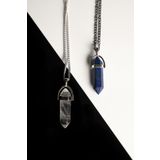 Taşmeran Kristal Kuvars-Lapis Lazuli Doğal Taş Çivi Çift Sevgili Kolyeleri Tky0238