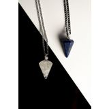 Taşmeran Kristal Kuvars-lapis Lazuli Doğal Taş Pandül Çift Sevgili Kolyeleri Tky0232