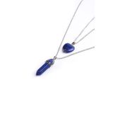 Taşmeran Lapis Lazuli Doğal Taş Çivi-kalpli Çift Sevgili Kolyeleri Tky0288