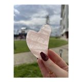 Taşmeran Yüksek Kaliteli Pembe Kuvars Doğal Taş Gua Sha Kalp Kesim Yüz Masaj Taşı TKY0351