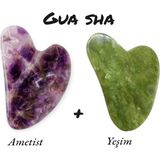 Taşmir Ametist & Yeşim Gua Sha Masaj Taşı