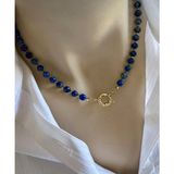 Taşmir Lapis Lazuli 6 mm Kolye Altın Kaplama Gemici Kilit