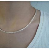 Taşmir Sertifikalı Gerçek Arpa Inci Kolye 40 CM - 001-Beyaz