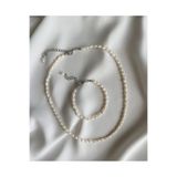 Taşmir Sertifikalı Yassı Doğal Gerçek Arpa Inci Kolye Bileklik Set