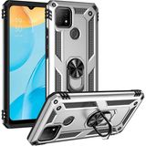 Tasopay Oppo A15 Uyumlu Kılıf Soldier Korumalı Yüzüklü ve Mıknatıslı Tpu Gövde Kılıf - Gri