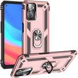 Tasopay Oppo A96 4g Uyumlu Kılıf Soldier Korumalı Yüzüklü ve Mıknatıslı Tpu Gövde Kılıf - Rose Gold