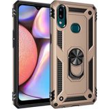 Tasopay Samsung Galaxy A10S Uyumlu Kılıf Soldier Korumalı Yüzüklü ve Mıknatıslı Tpu Gövde Kılıf - Gold