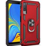 Tasopay Samsung Galaxy A7 2018 Uyumlu Kılıf Soldier Korumalı Yüzüklü ve Mıknatıslı Tpu Gövde Kılıf - Kırmızı