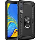 Tasopay Samsung Galaxy A7 2018 Uyumlu Kılıf Soldier Korumalı Yüzüklü ve Mıknatıslı Tpu Gövde Kılıf - Siyah