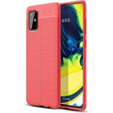 Tasopay Samsung Galaxy A71 Uyumlu Kılıf Deri Silikon Yüzey Darbe Korumalı Soft Yapı Case Cover Çiziklerden Kirden ve Darbeden Korumalı Kılıf - Kırmızı