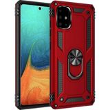 Tasopay Samsung Galaxy A71 Uyumlu Kılıf Soldier Korumalı Yüzüklü ve Mıknatıslı Tpu Gövde Kılıf - Kırmızı