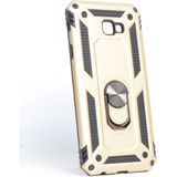 Tasopay Samsung Galaxy J4 Plus Uyumlu Kılıf Soldier Korumalı Yüzüklü ve Mıknatıslı Tpu Gövde Kılıf - Gold