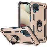 Tasopay Samsung Galaxy M22 Uyumlu Kılıf Soldier Korumalı Yüzüklü ve Mıknatıslı Tpu Gövde Kılıf - Gold