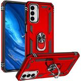 Tasopay Samsung Galaxy M23 Uyumlu Kılıf Soldier Korumalı Yüzüklü ve Mıknatıslı Tpu Gövde Kılıf - Kırmızı