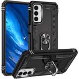 Tasopay Samsung Galaxy M23 Uyumlu Kılıf Soldier Korumalı Yüzüklü ve Mıknatıslı Tpu Gövde Kılıf - Siyah