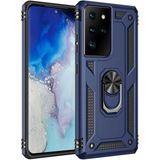 Tasopay Samsung Galaxy S21 Ultra Uyumlu Kılıf Soldier Korumalı Yüzüklü ve Mıknatıslı Tpu Gövde Kılıf - Lacivert