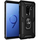 Tasopay Samsung Galaxy S9 Plus Uyumlu Kılıf Soldier Korumalı Yüzüklü ve Mıknatıslı Tpu Gövde Kılıf - Siyah