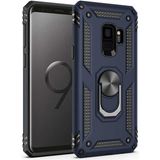 Tasopay Samsung Galaxy S9 Uyumlu Kılıf Soldier Korumalı Yüzüklü ve Mıknatıslı Tpu Gövde Kılıf - Lacivert