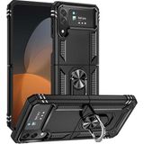 Tasopay Samsung Galaxy Z Flip 4 Uyumlu Kılıf Soldier Korumalı Yüzüklü ve Mıknatıslı Tpu Gövde Kılıf - Siyah