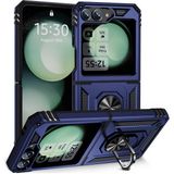 Tasopay Samsung Galaxy Z Flip 6 Uyumlu Kılıf Soldier Korumalı Yüzüklü ve Mıknatıslı Tpu Gövde Kılıf - Lacivert