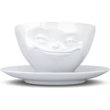 Tassen Grinning Beyaz Porselen Çay Fincanı ve Tabağı - Standart