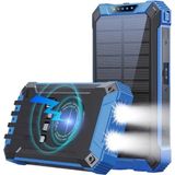 Tastech 10000MAH Powerbank Solar Güneş Enerjili Wireless Kablosuz Şarj Özellikli Taşınabilir Şarj LED Işıklı - Mavi