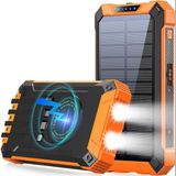 Tastech 10000MAH Powerbank Solar Güneş Enerjili Wireless Kablosuz Şarj Özellikli Taşınabilir Şarj LED Işıklı - Turuncu